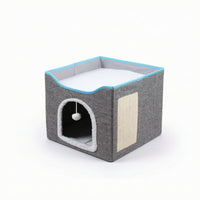 Cat House with Scratch Pad Cozy Cat Cube with Toy Comfortable for Cats