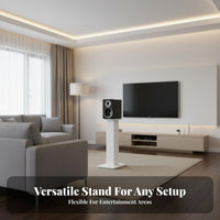 2 Pieces Wood Grain Finish Bookshelf Speaker Stand Universal Compatibility Floor Speaker Stand Anti-Slip Pads Audio Accessory Stable Base for Home Theater Enthusiasts, Audiophiles, KTV Room, Desktop