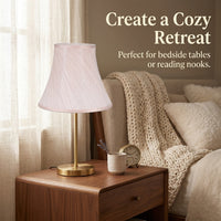 Light Shade with Pleated Silk-Like Material and Floral Lining, Table Lamp with Iron Frame, Classic Drum Lampshade for