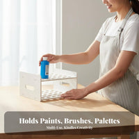 Puncheffortless Installation Multi-Slot Paint Holder Wall-Mounted or Desktop Multi-Hole Bottle Holder Large Capacity Pigment Storage Rack Space-Saving Design for Painters, Hobbyists, Model Makers, Art Studio, Workshop