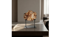 Wood Ornament Modern Wooden Piece on Stand Minimalist Sculpture for Entryway Table, Bookshelf, Office Desk