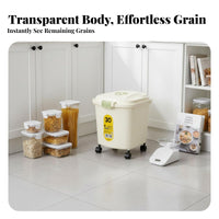 Rice Storage Container Humidity-Resistant Airtight Grain Container Transparent Window Sealed Grain Bin for Families, Kitchen