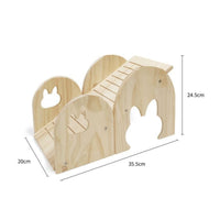 Natural Wood Wooden Rabbit Castle Polished Polished Edges Bunny Playhouse with Slide Sturdy Construction Guinea Pig Activity Fort Easy to Clean for Chinchillas, Playpen