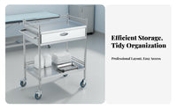 Rust-Resistant Stainless Steel Medical Trolley Long-Lasting Construction Stainless Steel Medical Cart Easy to Clean Rolling Instrument Cart Quiet Locking Casters for Medical Facility Personnel, Veterinarians, Laboratoryoratory Oratories, Oral Away Ices