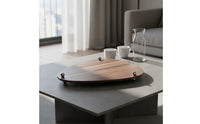 Walnut and Steel Decorative Tray Modern Design Modernist Wood Fruit Tray Home Decor for Living Room, Kitchen Counter