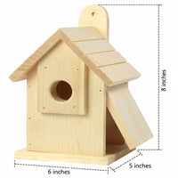 Wooden Nesting Structure with Slanted Wood Planks, Wall Mount Fir Wood Outdoor Shelter for Nesting, Small Avian Garden Decor and Backyard Nest