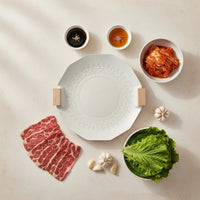 Korean BBQ Grill Pan Even Heating Korean Grill Pan Wooden Handles for Home Party