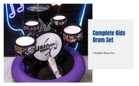 Jazz Drum Set for Children, Musical Toy, Beginner Percussion, Home Practice, Sound & Light, Stool, Microphone