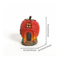 Strawberry House Planter Whimsical Fairy Garden Cottage Stone-Look