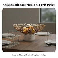 Marble Base Fruit Bowl Nordic Design Footed Fruit Bowl Minimalist for Coffee Table, Living Room, Kitchen Counter