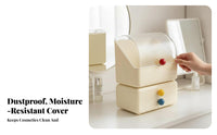 Large Capacity Makeup Display Box with Drawers lintresistant Cover Footed Cosmetic Organizer with Drawers Elegant Design Vanity organizer Portable Handle for Skincare Lovers, Women, Adults, Dressing Table, chest of drawers Top, Bedroom, Bathroom Counter