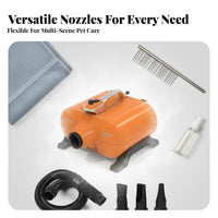 Fast Drying Double Engine Pet Dryer Adjustable Speed and Temperature High Velocity Dog Dryer Built-in Heater Heavy Duty Dog Blower Multiple Nozzles for Large Dogs