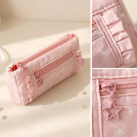 Cute Textile Pencil Case Portable Pencil Case with Zipper Lightweight Zippered Stationery Pouch Soft for Students