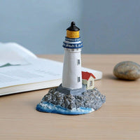 Resin Miniature Lighthouse Ornament Nautical Miniature Lighthouse Mediterranean Whimsical for Terrarium