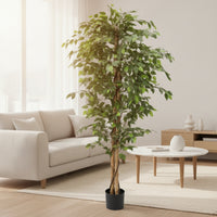 Artificial Tree with Planter Low-Maintenance Fake Potted Tree Faux Potted Plant for Entryway, Patio