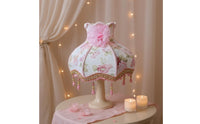 Elegant Design European Design Lamp Shade Romantic Atmosphere Textile Lamp Cover with Beads Handmade Craftsmanship Vintage Floral Lampshade Easy Assembly for Girls, Bedroom, Nursery