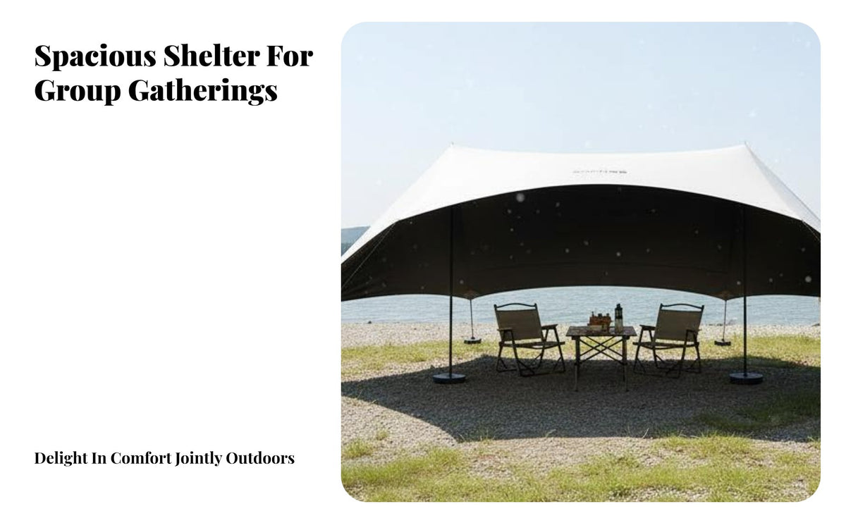 Black Vinyl Coating Waterproof Shelter Sheet Quick Setup Star-Shaped Tarp Portable Outdoor Equipment for Campers, Families, Hikers, Camping, Picnics, Picnic, Hiking