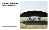 Black Vinyl Coating Waterproof Shelter Sheet Quick Setup Star-Shaped Tarp Portable Outdoor Equipment for Campers, Families, Hikers, Camping, Picnics, Picnic, Hiking