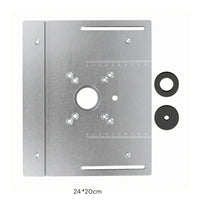 Engraved Measurement Markings Router Plate with Insert Rings Pre-Drilled Mounting Holes Aluminum Router Insert Plate Slotted Openings Power Tool Accessory Raised Side for Woodworking Shop