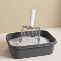 Litter Sifter and waste management Set, Metal Sifter with Base, Long Handle Stand for Cats and Dogs, Essential Tool for Every Owner, 2 Pack