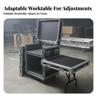 Shockproof Mobile Audio Workstation Heavy-Duty Construction Flight Case Lockable Rack Cabinet Portable Design for Sound Technicians, Live Performers, Event Production Crew, Touring, on-Location, Events, Studio