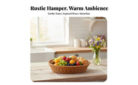 Round Woven Basket Imitation Rattan Fruit Basket Easy to Clean Woven Food Storage Bin for Pantry