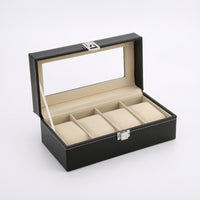Watch Display Box Black Watch Case with Window Dustproof for Home Storage
