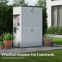 Horizontal Storage Shed Waterproof Horizontal Outdoor Storage Container Outdoor Cabinet for Patio Owners, Homeowners, Garden, Yard, Pool Area