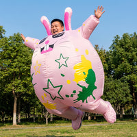 Pink Inflatable Bunny Costume, Funny Easter Hare Fancy Dress with Cool Sunglasses, Blow Up Novelty Outfit for Adults, Parties & Festivals