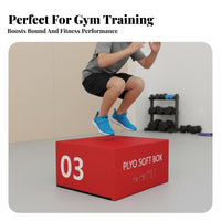 4 Pieces Stackable Foam Plyo Box Set Adjustable Height Soft Plyometric Box shock-Absorbing leaping surface for Children, Athletes, Strength Training