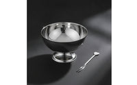 Dessert Bowl with Fork Low Foot Stainless Steel Pedestal Bowl Compact Serving Dish for Hosts