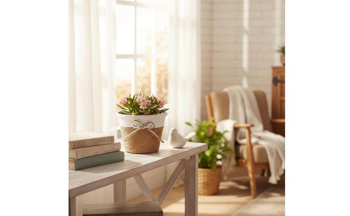 Paper Rope Flower Pot Waterproof Liner Paper Rope Planter Woven Flower Pot Natural Design Woven Plant Basket Multi-Use