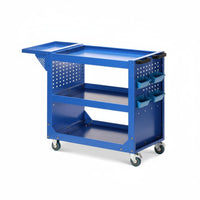 High Load Capacity Heavy Duty Tool Cart Thickened Steel Plate 3 Tier Rolling Tool Cart Long-Lasting Construction 3-Tier Rolling Trolley Spacious Storage for Technicians, DIY Enthusiasts, Garage, Warehouse, Repair Shop, Job Site