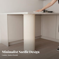 Fluted Oval Pedestal Baked Paint Finish Counter Foundation Light Luxury Stylish Look Minimalist & Design for Dining Room, Cafe