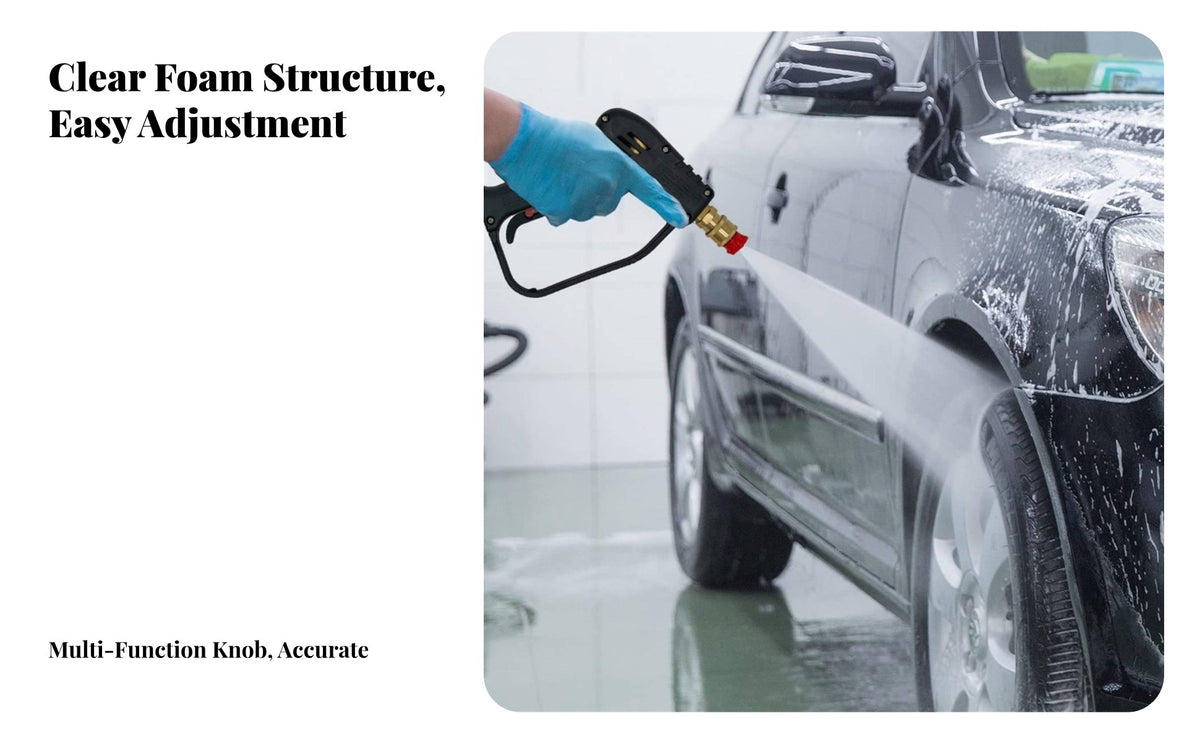 1/4 Inch Quick Connect Foam Cannon Kit 5 Nozzle Tips Pressure Washer Foam Cannon Heavy Duty Brass Core for Driveway Cleaning