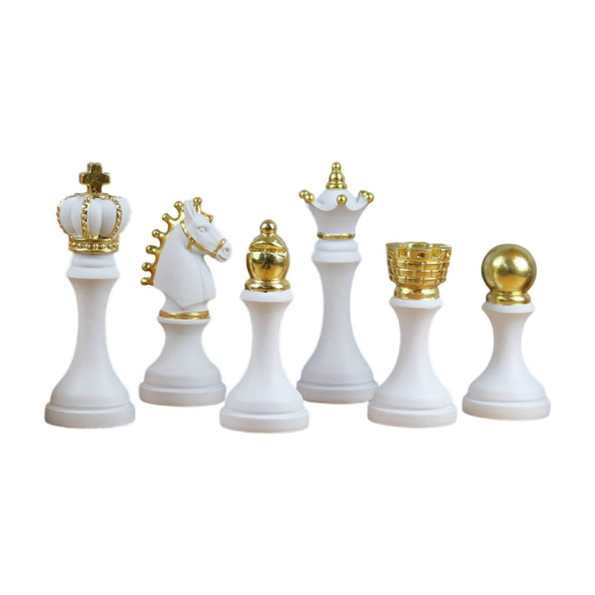 6 Pieces Tabletop Chess Piece Set with Pedestal Matte Chess Figurine Set Elegant Sophisticated for Classroom