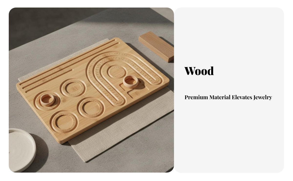 Photography Prop Solid Wood Jewelry Display Plate Stylish Design Wooden Bracelet Holder Compact Size for Dressing Table, Dresser, Nightstand