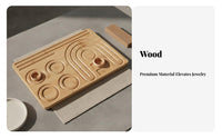Photography Prop Solid Wood Jewelry Display Plate Stylish Design Wooden Bracelet Holder Compact Size for Dressing Table, Dresser, Nightstand