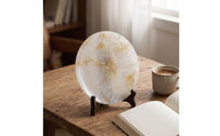 Marble Plate with Stand Polished Marble Tray Low-Profile Serving Plate for Sideboard, Hotel Reception