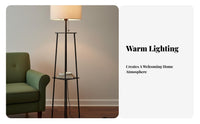 3-Way Dimmable Shelf Floor Lamp Space-Saving Design Floor Lamp with Storage Shelves Soft Glare-Glare-Reducing Light LED Bulb Included for Students, Book Lovers, Homeowners, Living Room, Bedroom, Office, Reading Nook