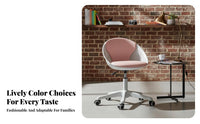 Height Adjustable Armless Vanity Chair Space-Saving Design Upholstered Caster Chair Ergonomic spine supportrest rotate Seat Mobile Casters for Small Apartment Residents, Home Workers, Students, Dressing Area, Study Room, Bedroom