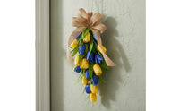 Nordic Design Blossom Teardrop Swag Ready to Hang Artificial Blossom Garland Ribbon Bow Seasonal Door Swag Lifelike Design for Brides, Wedding