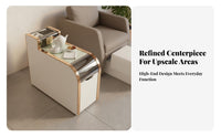 Spa Side Cabinet Light Luxury Design Multifunctional End Table Space Saving Narrow Tea Table with Storage for Salon Owners, Lounge Area