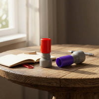 2 Pieces Compact Stamp with Motif Cylindrical Self-Inking Stamp with Ink Pad Round Ready to Use for Stationery Lovers, Planners, Notes, Desks