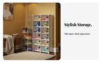 Space Saving Transparent Shoe Cabinet Large Capacity Stackable Shoe Box Dustproof Sneaker Display Case Heavy Duty for Adults, Entryway, Closet, Bedroom, Living Room