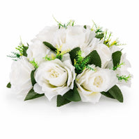 Artificial Rose Arrangement Lightweight Faux Floral Centerpiece Silk Fake Flower Centerpiece for Tabletop Decoration, Dining Table