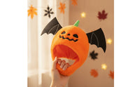Pumpkin Hat with Wings Spooky Halloween Soft Headwear Jack-O'-Lantern Head Cover Comfortable Pumpkin Head Mask Oversized