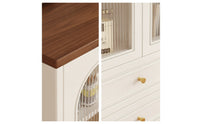 TV Side Cabinet E0-Grade Cabinet with Glass Doors Floor-Standing TV Stand for Living Room, Small Apartments
