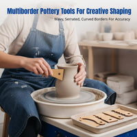 7 Pieces Wooden Pottery Rib Set adaptable contours Pottery Rib Set sleek-texture long-lasting for Ceramic Artists