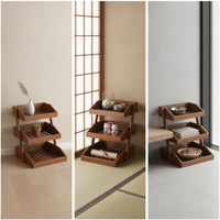 Three Tier Display Shelf Compact Wooden Display Stand Rustic Tiered Shelf for Study